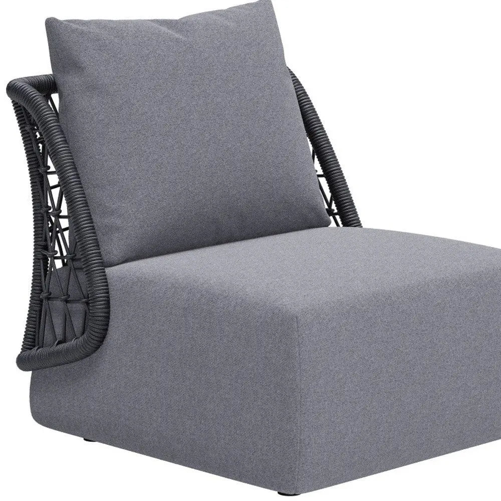 33" Gray Outdoor Accent Chair with Gray Cushions - NOBLE HOME INTERIORS