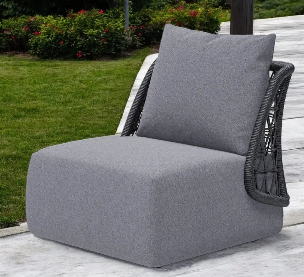 33" Gray Outdoor Accent Chair with Gray Cushions - NOBLE HOME INTERIORS