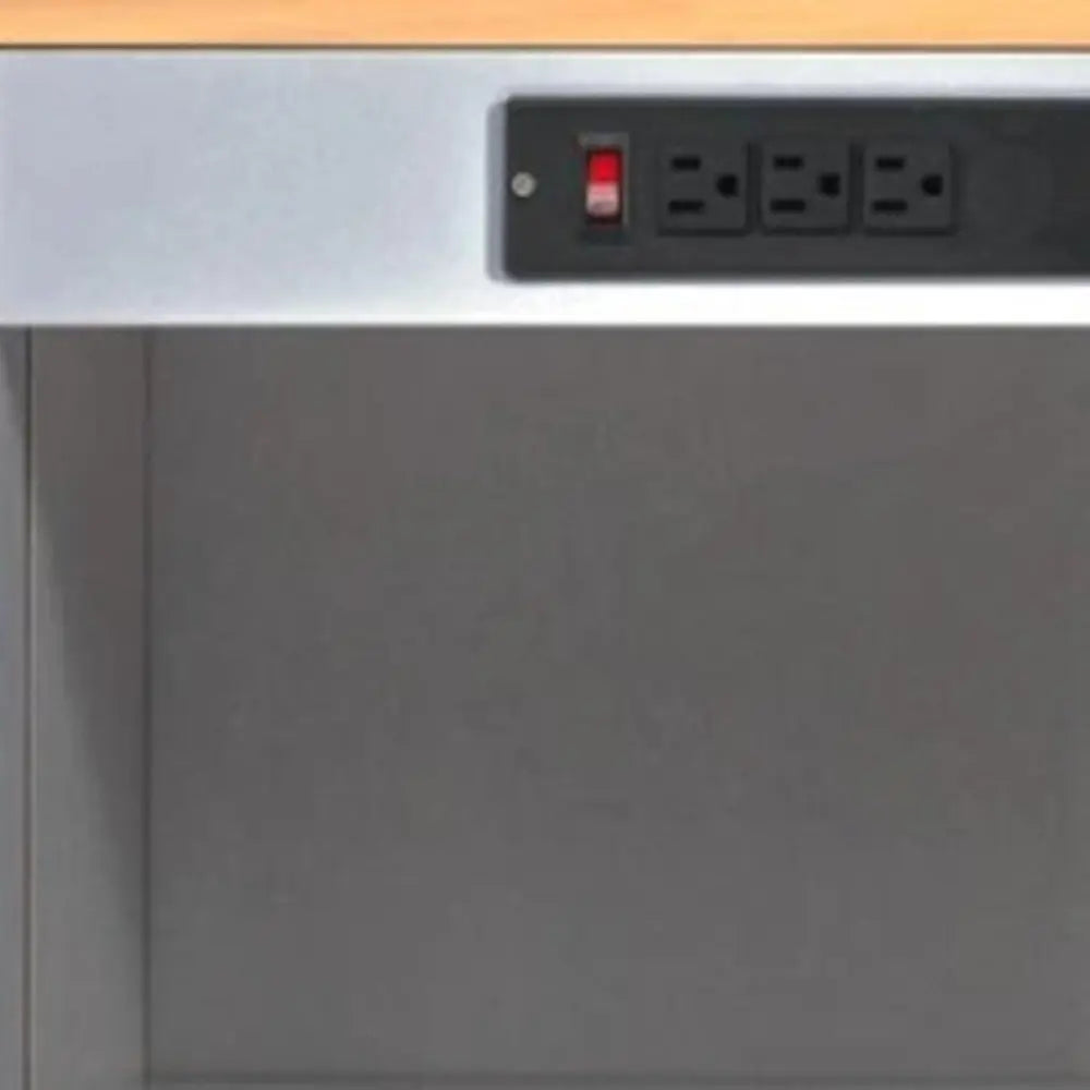 33" Gray Wood Barn Door Rolling Kitchen Island With Storage With USB - NOVA HOME FURNITURE