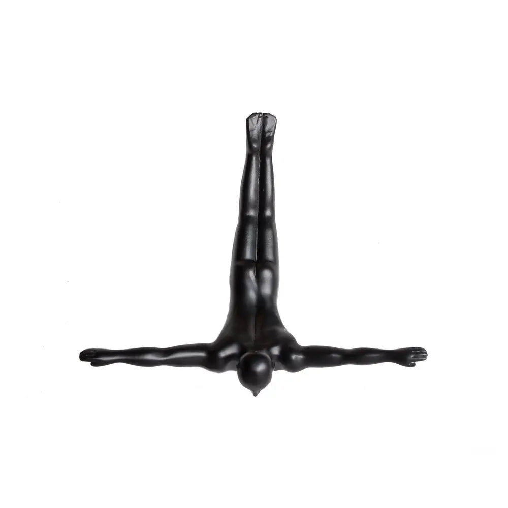 7" X 7" Black Resin Diving Man Hanging Dimensional Sculpture HomeRoots