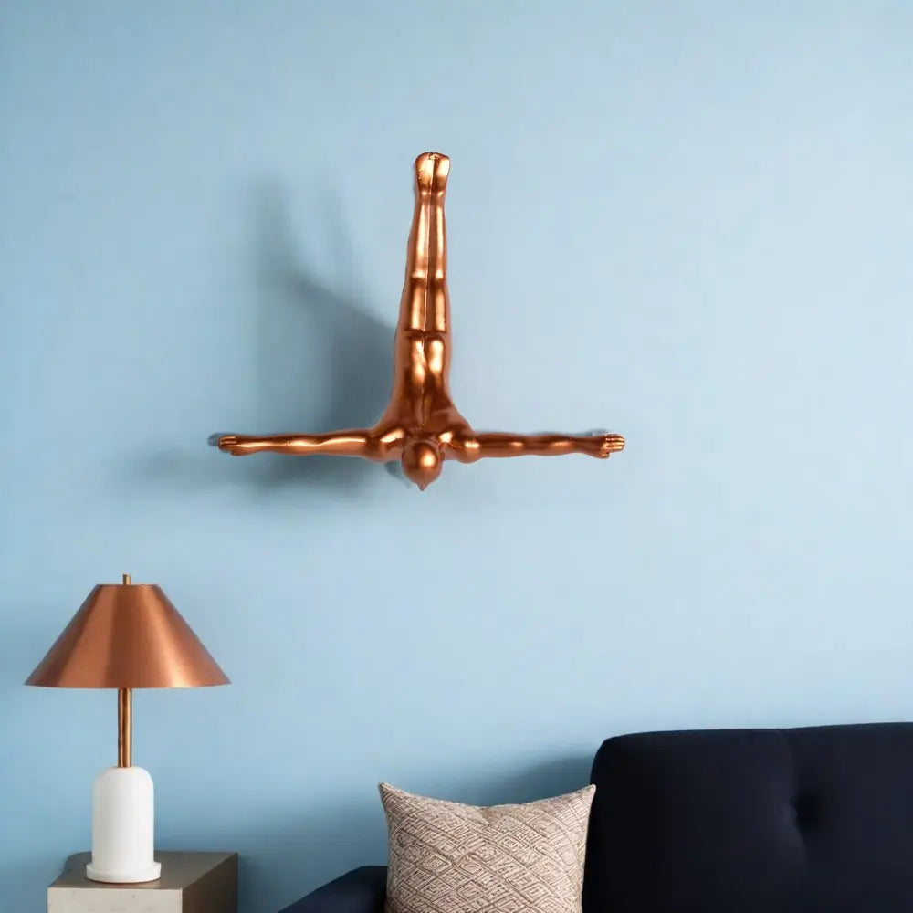 7" X 7" Black Resin Diving Man Hanging Dimensional Sculpture HomeRoots