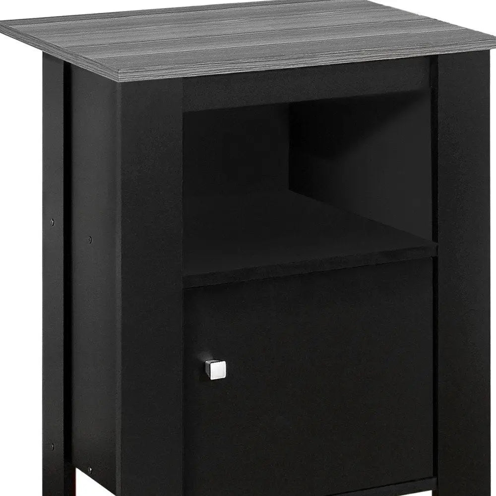 24" Black Wood Nightstand HomeRoots