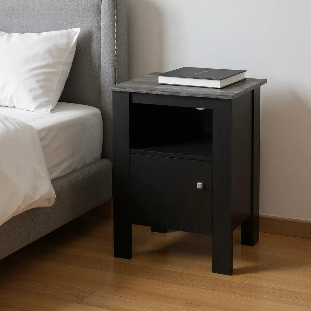24" Black Wood Nightstand HomeRoots