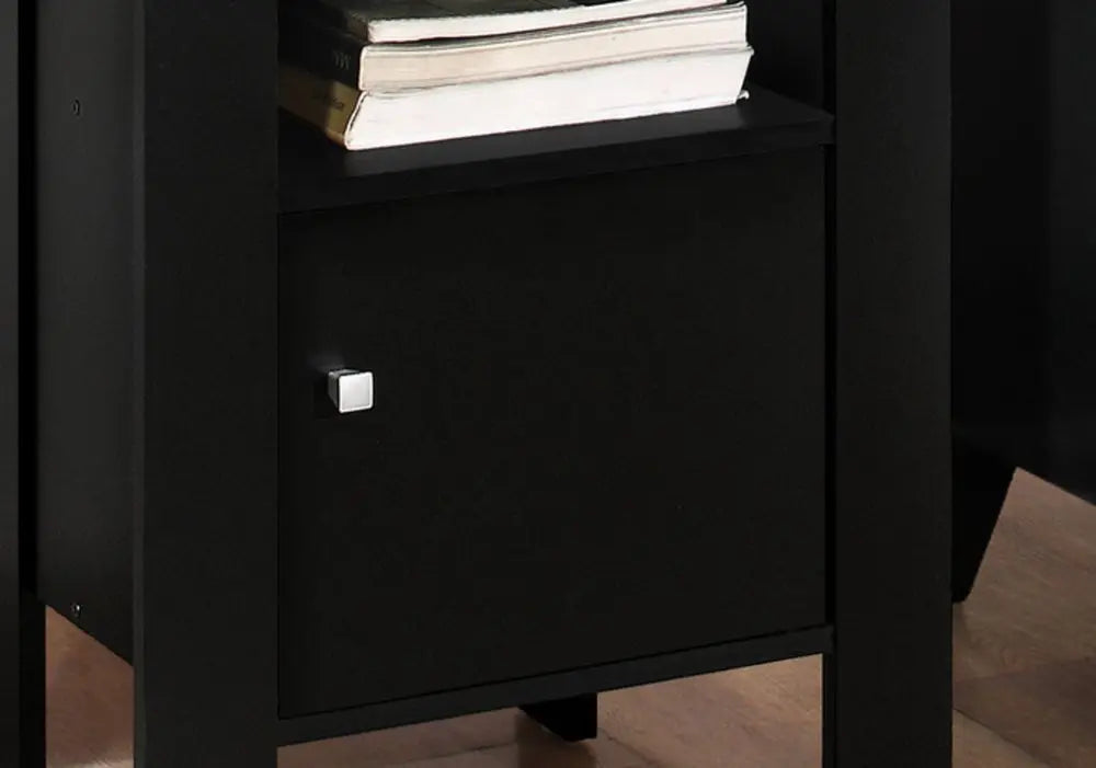 24" Black Wood Nightstand HomeRoots