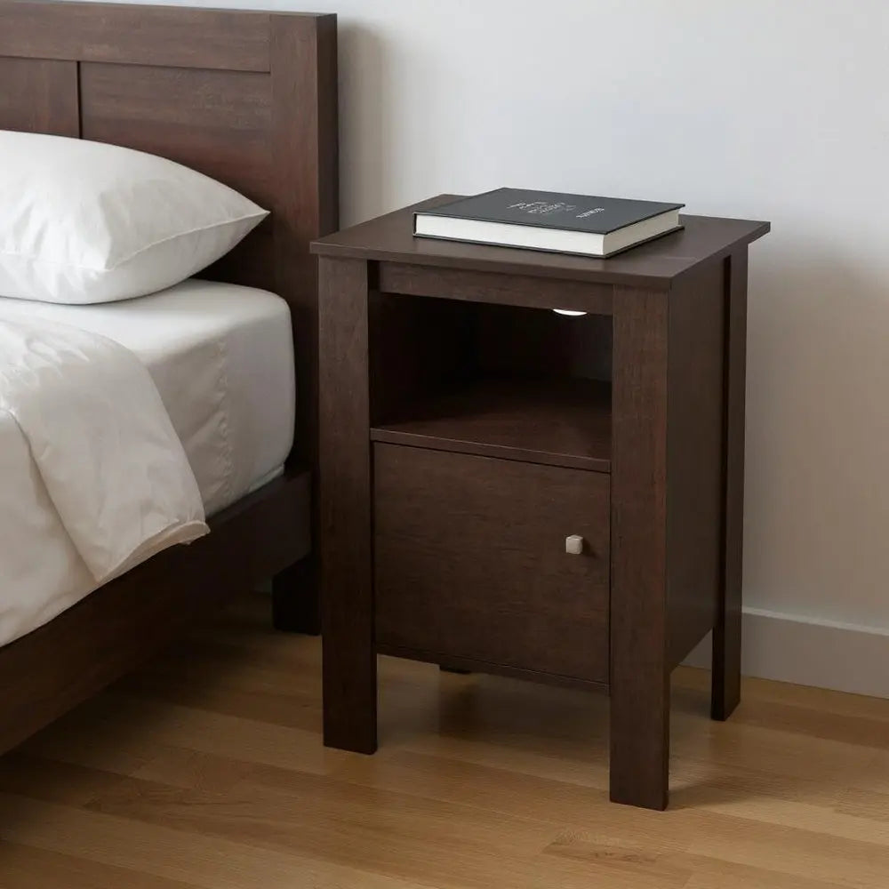 24" Espresso Wood Nightstand HomeRoots