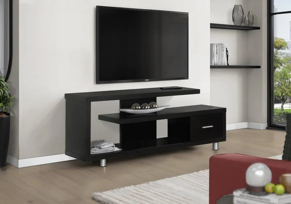 16" Black and Gray Open Shelving TV Stand HomeRoots