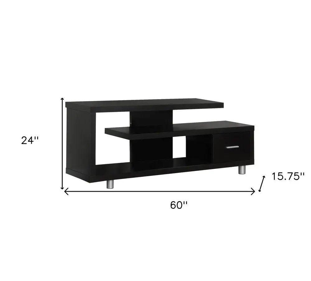 16" Black and Gray Open Shelving TV Stand HomeRoots