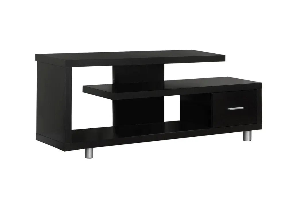 16" Black and Gray Open Shelving TV Stand HomeRoots