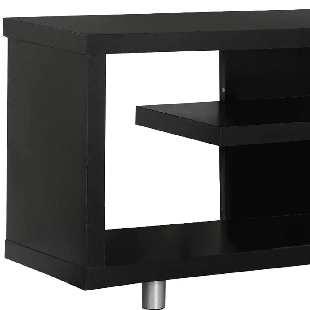 16" Black and Gray Open Shelving TV Stand HomeRoots