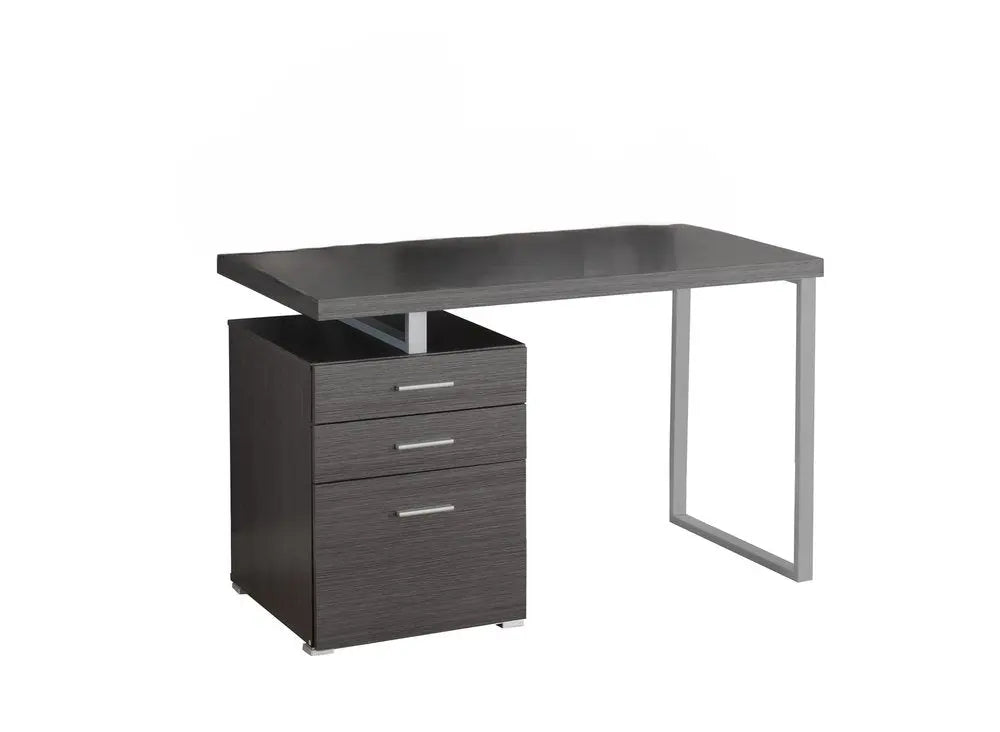 24" Gray and Black Computer Desk With Three Drawers HomeRoots