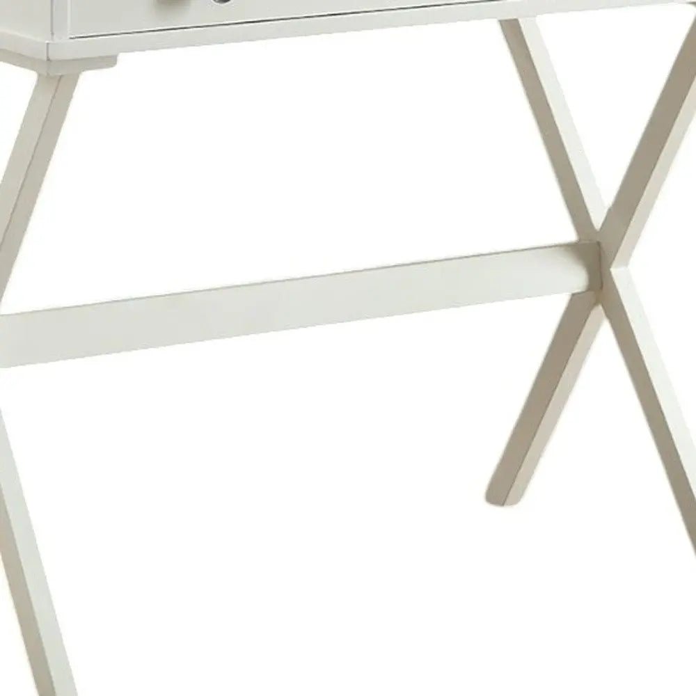 34" Antiqued White Wood Flip Top Desk - NOBLE HOME INTERIORS
