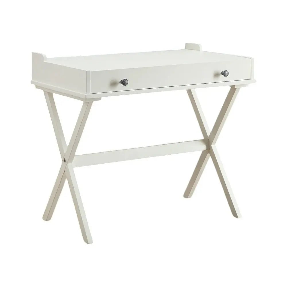 34" Antiqued White Wood Flip Top Desk - NOBLE HOME INTERIORS