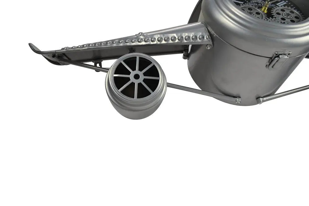 34" Silver And Black Metal Silent Analog Exposed Gear Novelty Wall Clock - NOBLE HOME INTERIORS