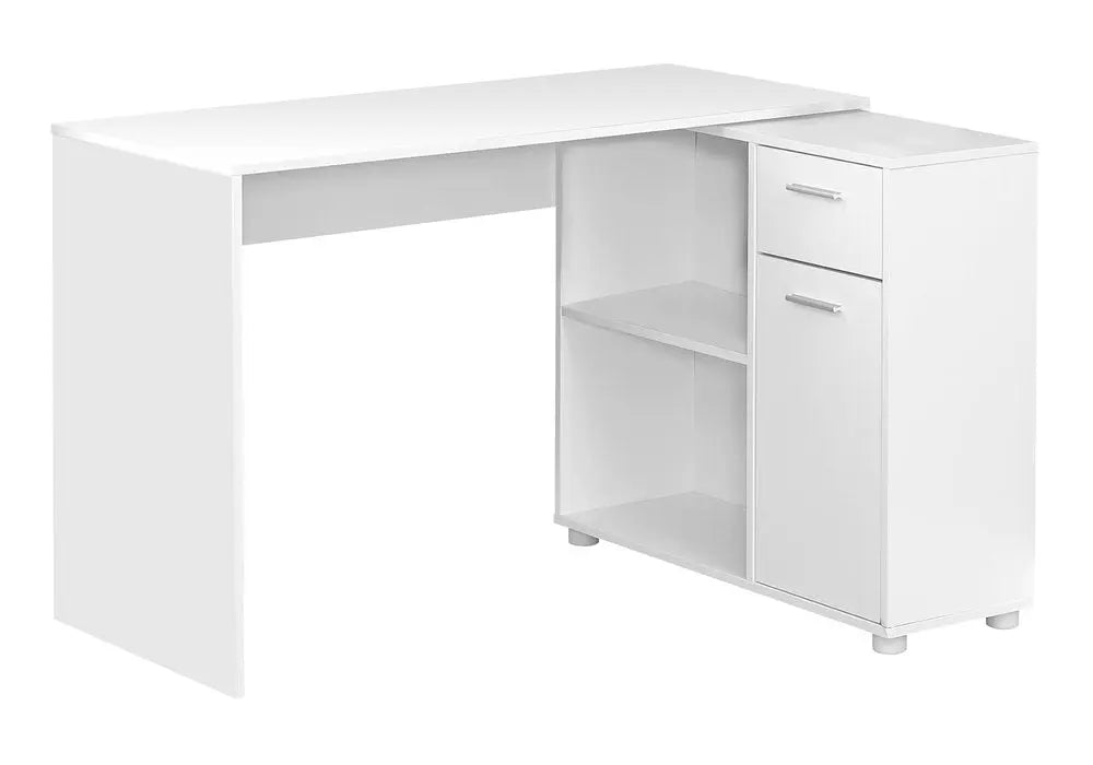 34" White L Shape Computer Desk With Two Drawers - NOBLE HOME INTERIORS