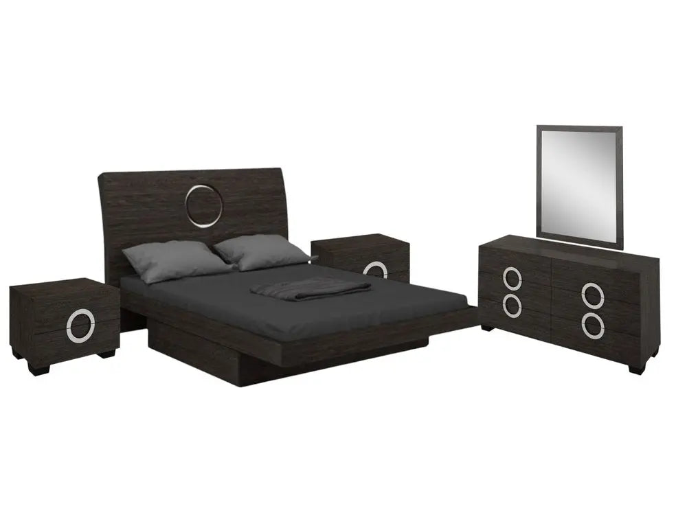 Four Piece Gray Solid Wood Bedroom Set With Mirror HomeRoots