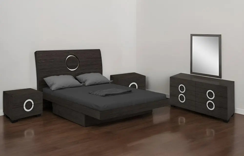 Four Piece Gray Solid Wood Bedroom Set With Mirror HomeRoots