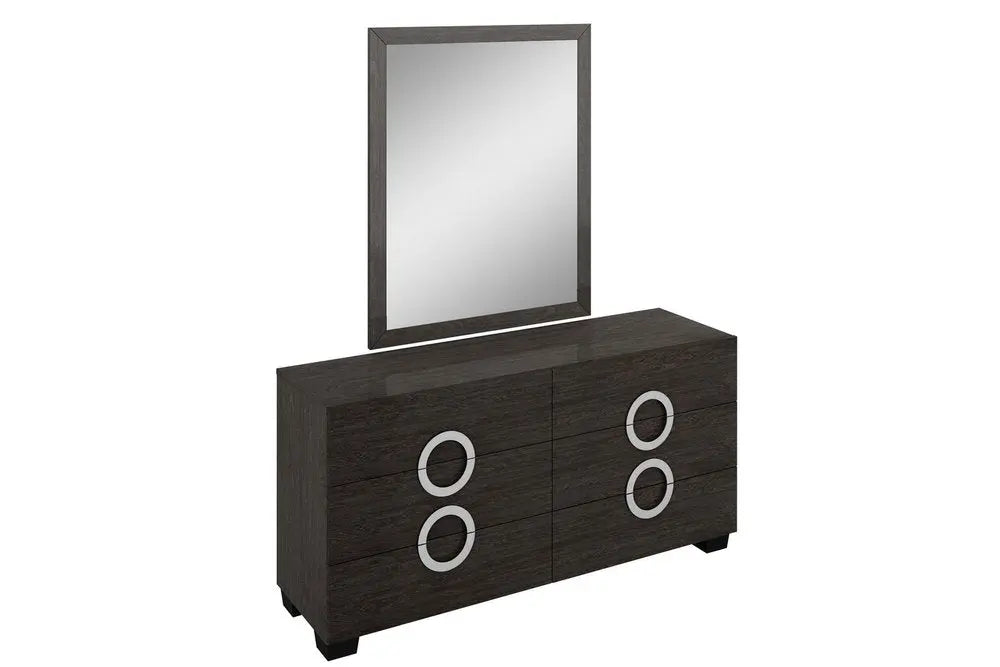 Four Piece Gray Solid Wood Bedroom Set With Mirror HomeRoots