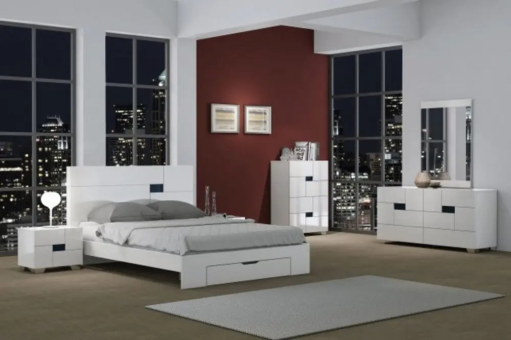 Four Piece White Solid Wood Bedroom Set With Mirror HomeRoots