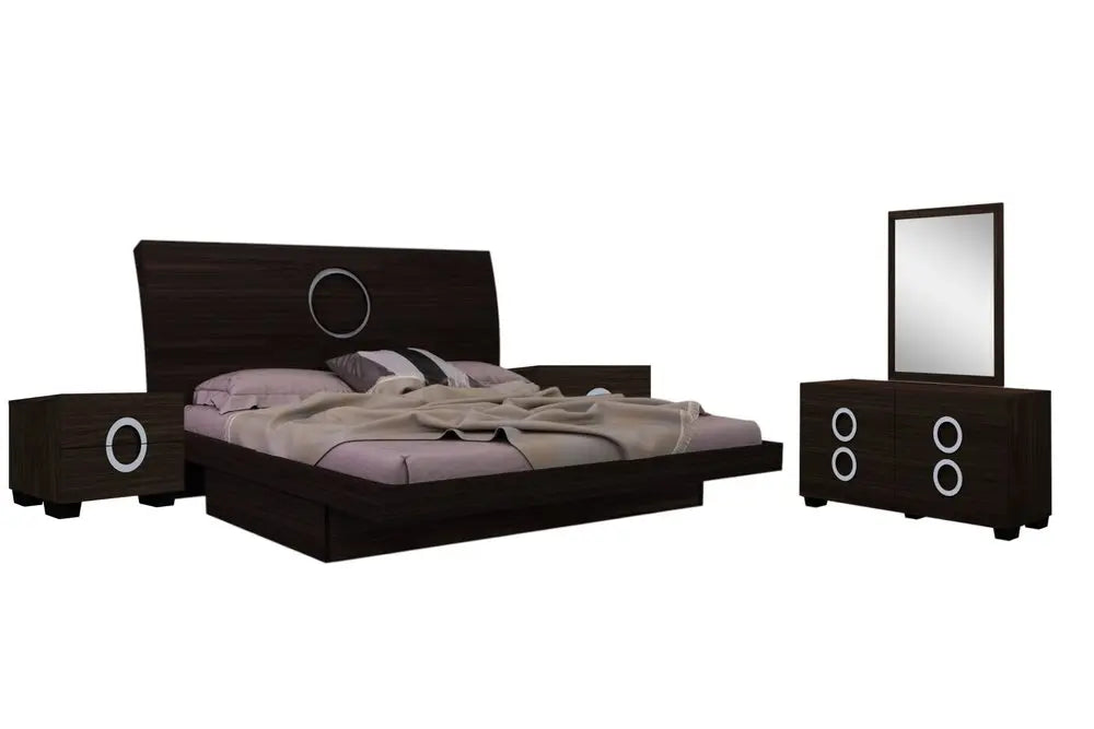 Four Piece Wood Brown Solid Wood Bedroom Set With Mirror HomeRoots