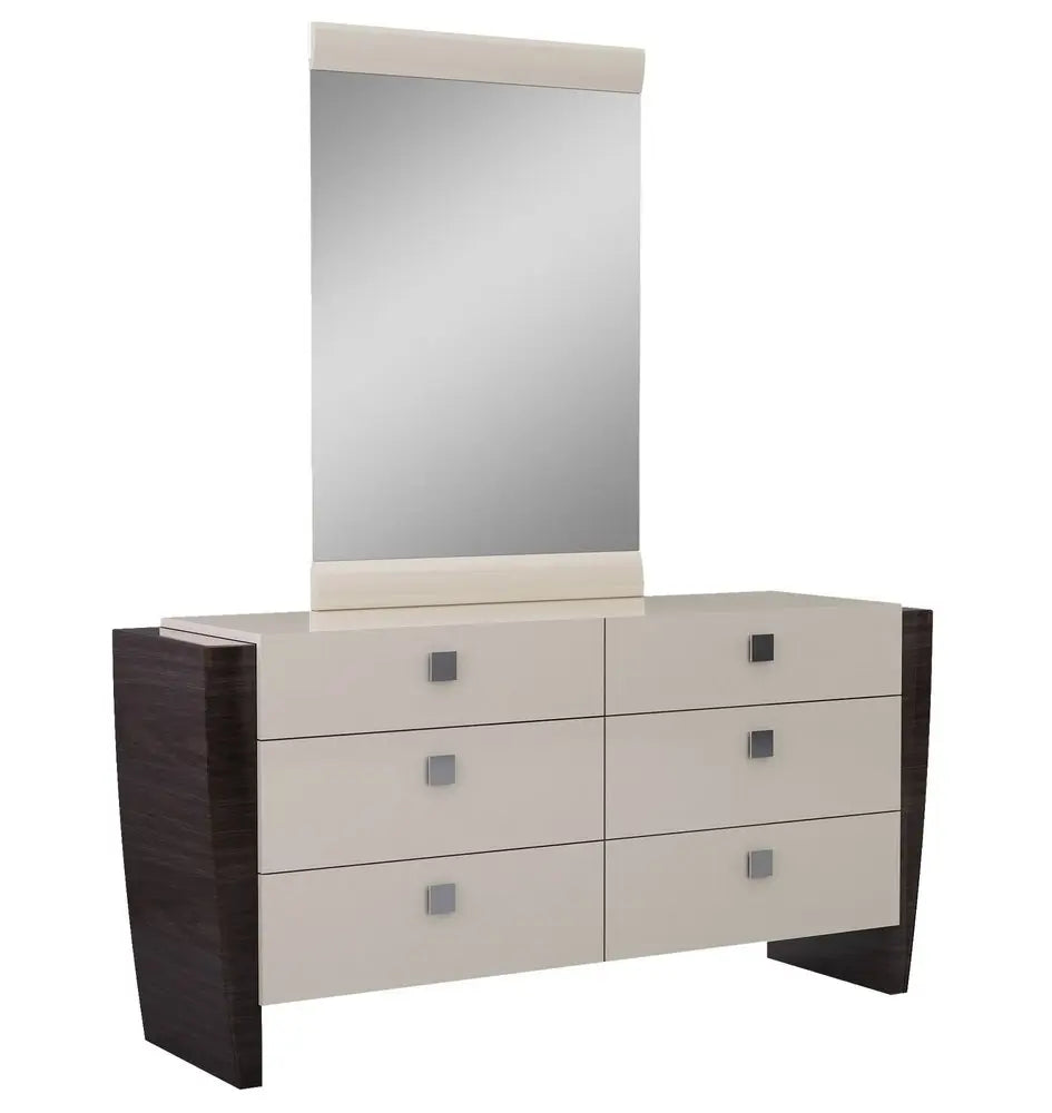 Four Piece Beige Solid Wood Bedroom Set With Mirror HomeRoots