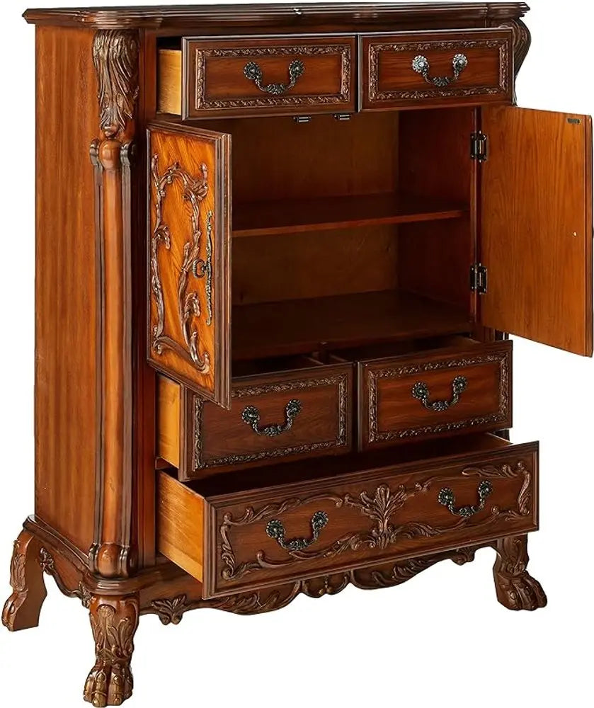 20" X 66" X 38" Cherry Oak Wood Poly Resin Dresserserver HomeRoots