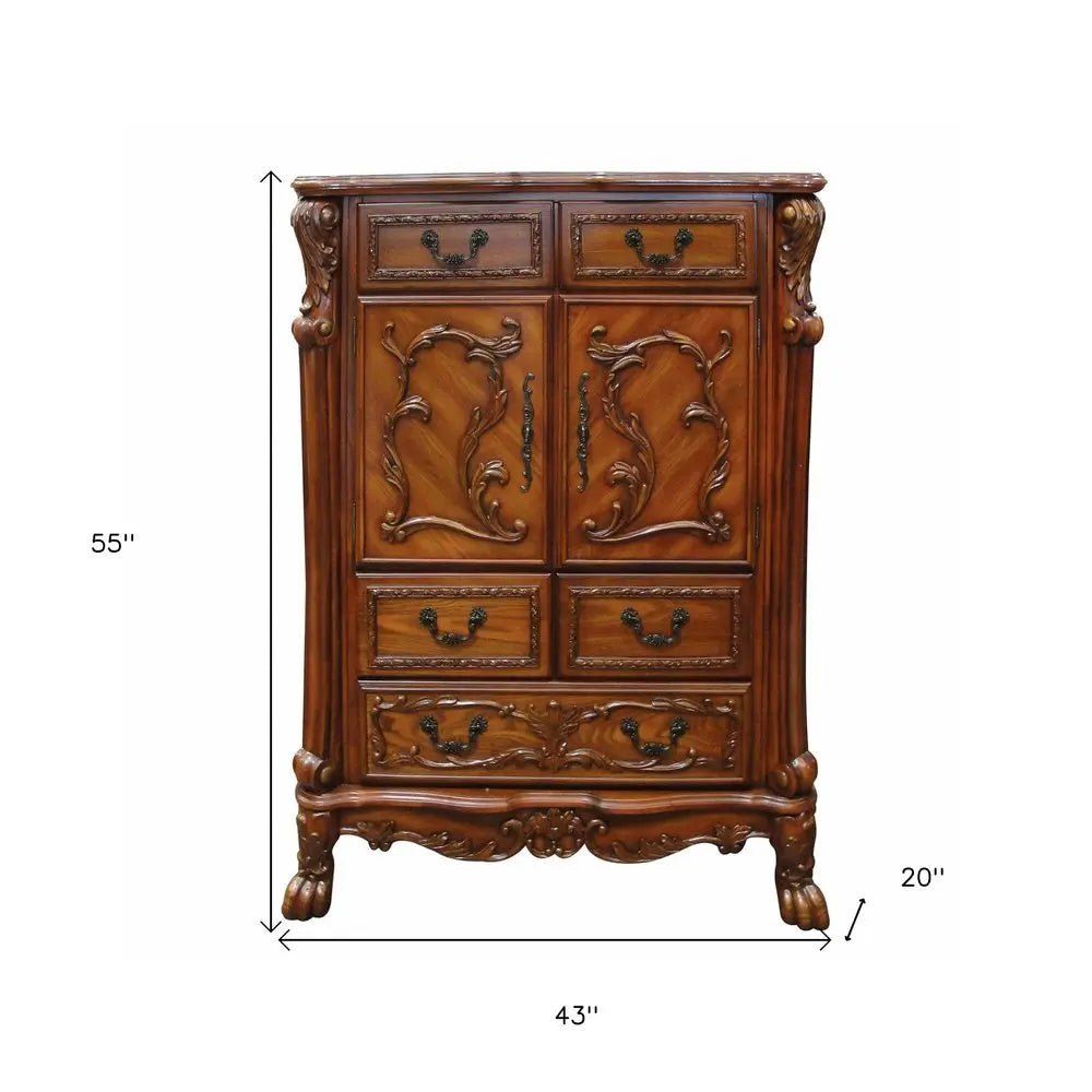 20" X 66" X 38" Cherry Oak Wood Poly Resin Dresserserver HomeRoots