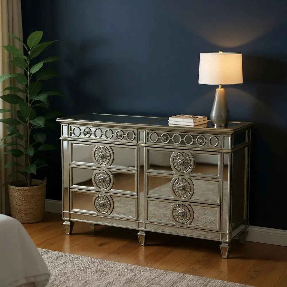 20" Gray Solid Wood Six Drawer Double Dresser HomeRoots