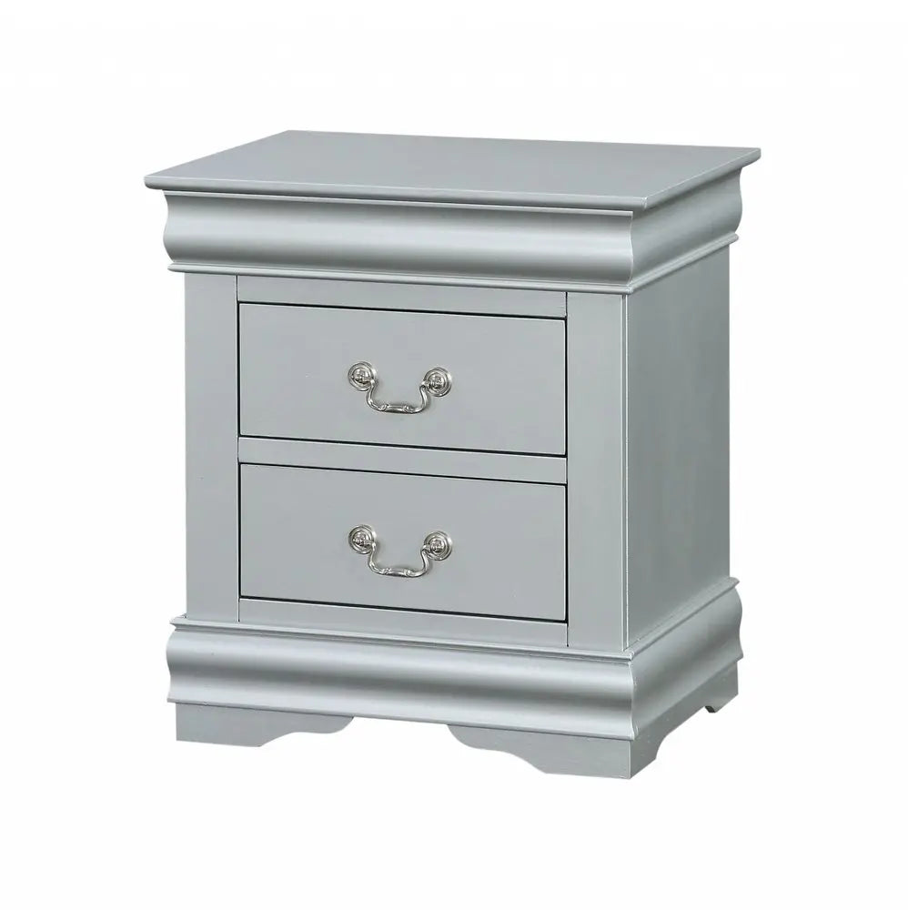 24" Platinum Two Drawers Nightstand HomeRoots