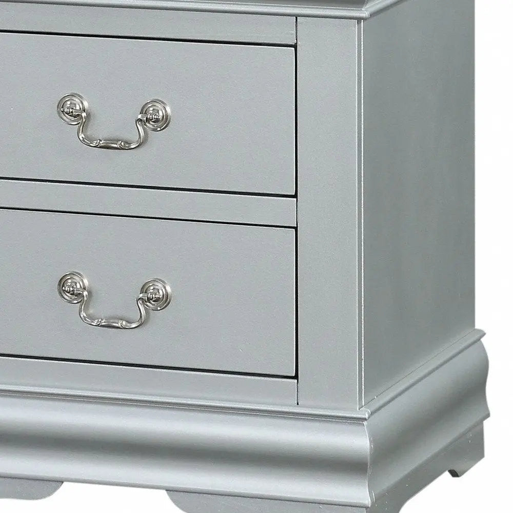 24" Platinum Two Drawers Nightstand HomeRoots