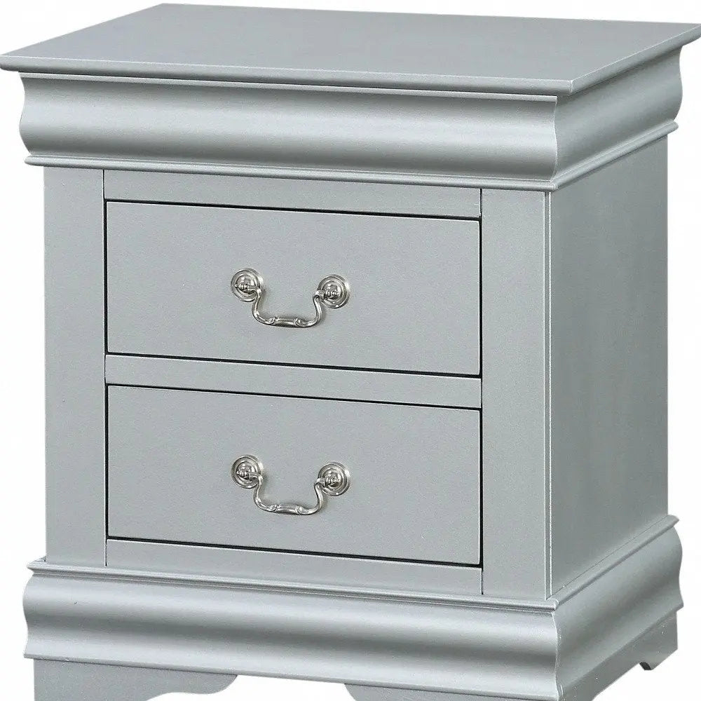 24" Platinum Two Drawers Nightstand HomeRoots