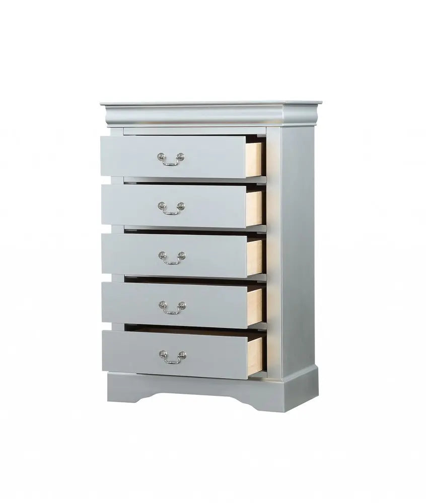 15" White Solid Wood Five Drawer Lingerie Chest HomeRoots
