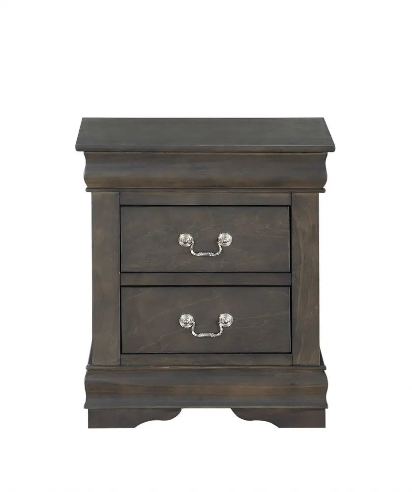 24" Gray Two Drawers Nightstand HomeRoots