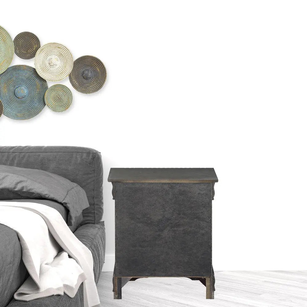 24" Gray Two Drawers Nightstand HomeRoots