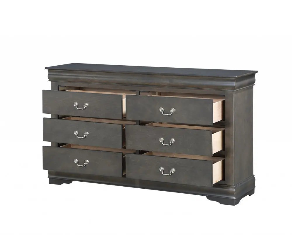 15" Gray Solid Wood Double Dresser HomeRoots