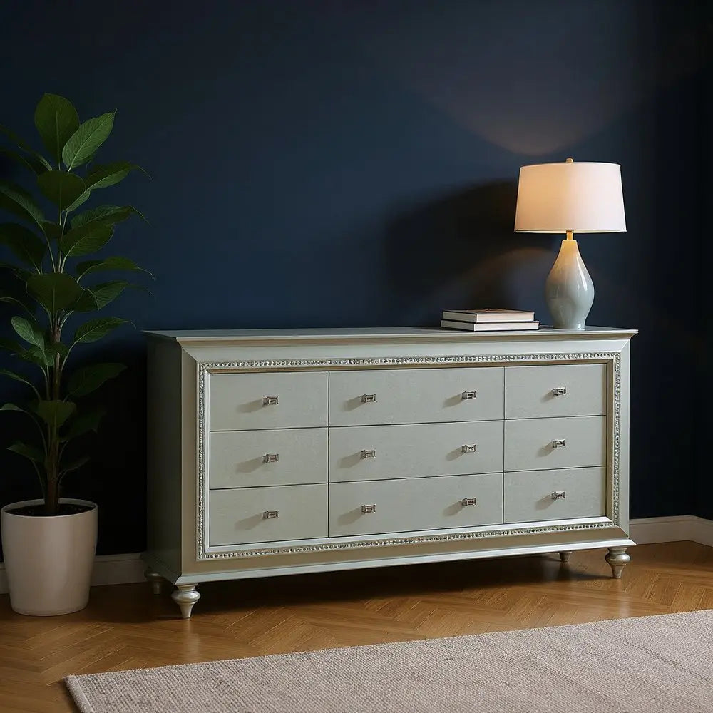 18" Champagne Solid Wood Double Dresser HomeRoots