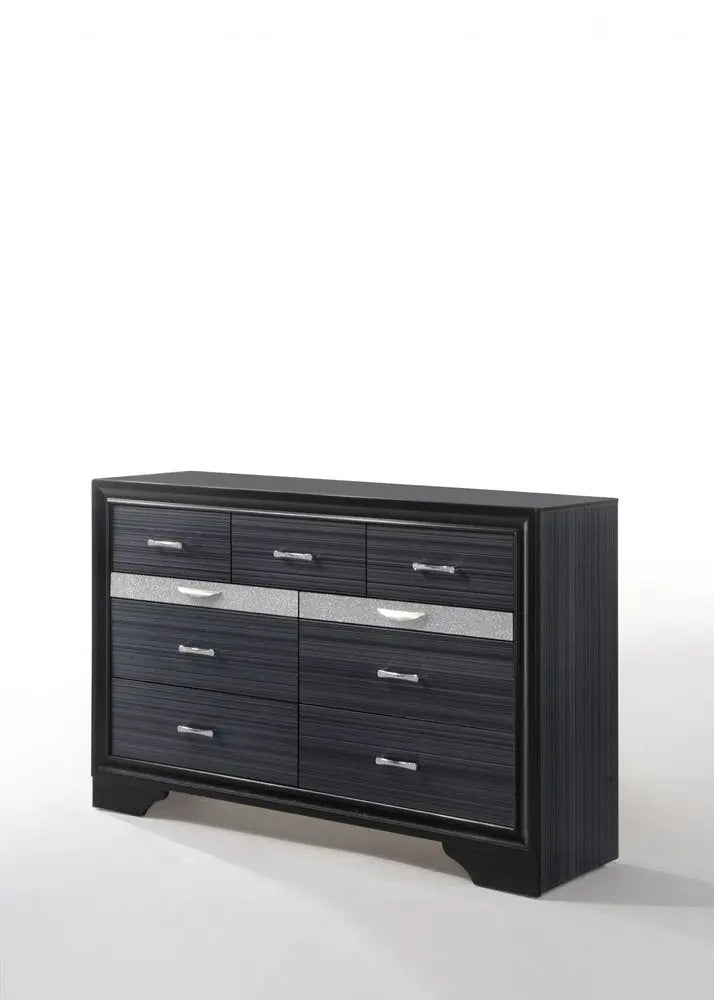 63" Black Manufactured Wood Nine Drawer Gentlemans Chest HomeRoots