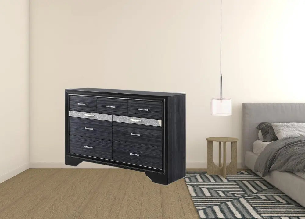 63" Black Manufactured Wood Nine Drawer Gentlemans Chest HomeRoots