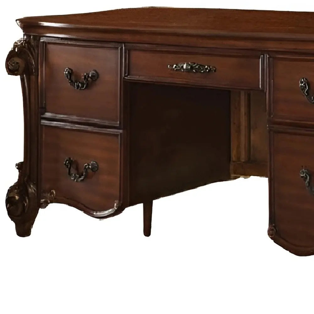 74" Brown Executive Desk With Five Drawers HomeRoots