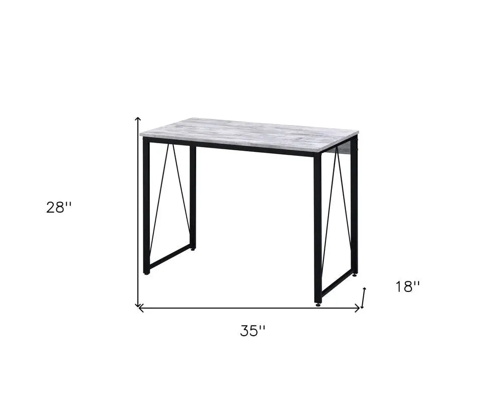 35" Antiqued White and Black Writing Desk - NOBLE HOME INTERIORS