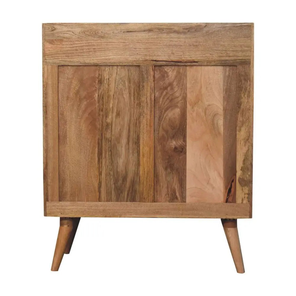35" Brown Distressed Solid Wood Inlaid Rattan Accent Cabinet With Two Doors - NOVA HOME FURNITURE