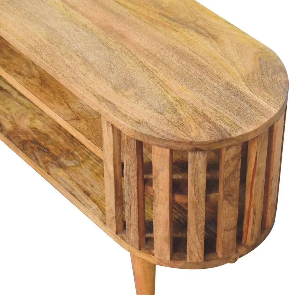 35" Brown Solid Wood Enclosed and Open Storage TV Stand - NOVA HOME FURNITURE