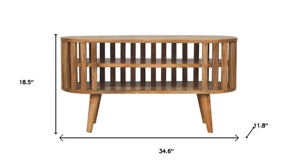 35" Brown Solid Wood Enclosed and Open Storage TV Stand - NOVA HOME FURNITURE