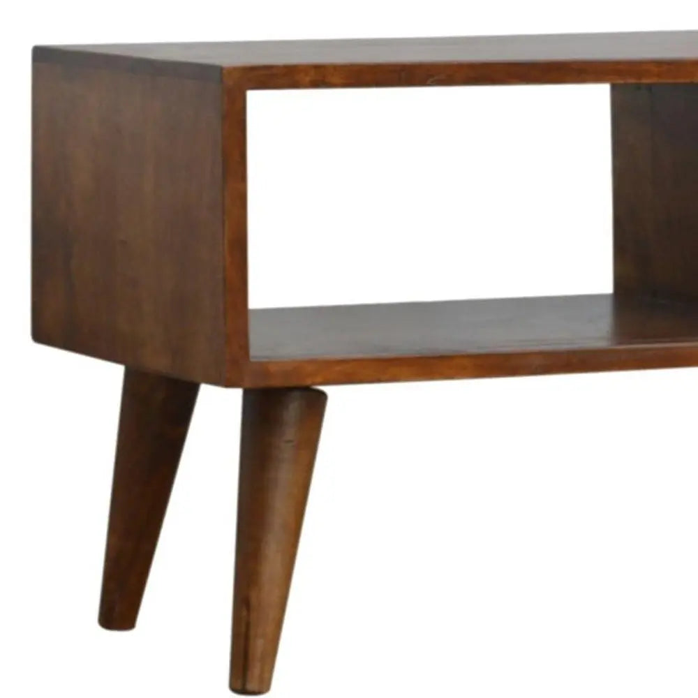 35" Brown Solid Wood Enclosed and Open Storage TV Stand - NOVA HOME FURNITURE