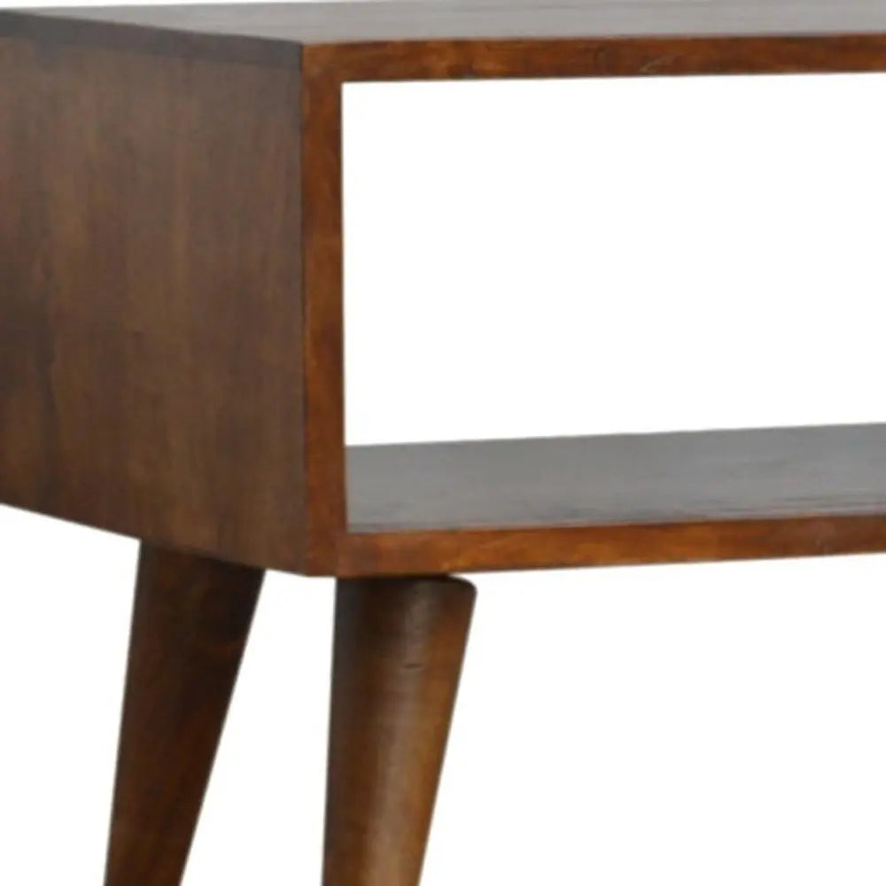 35" Brown Solid Wood Enclosed and Open Storage TV Stand - NOVA HOME FURNITURE