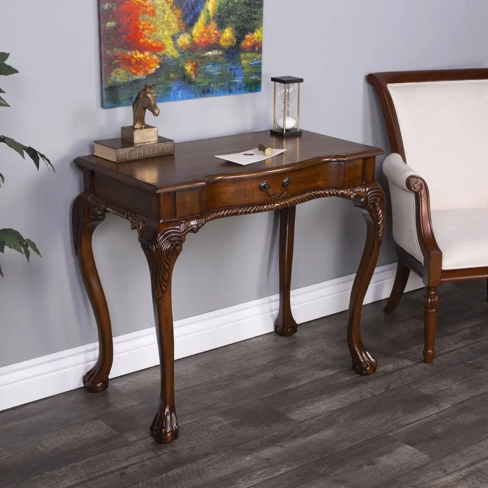 35" Brown Solid Wood Writing Desk - NOBLE HOME INTERIORS