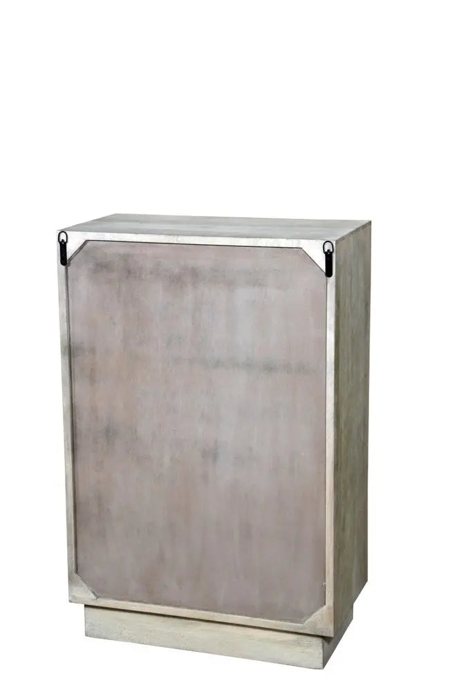 35" Gray Carved Abstract Solid Wood Five Drawer Dresser - NOBLE HOME INTERIORS