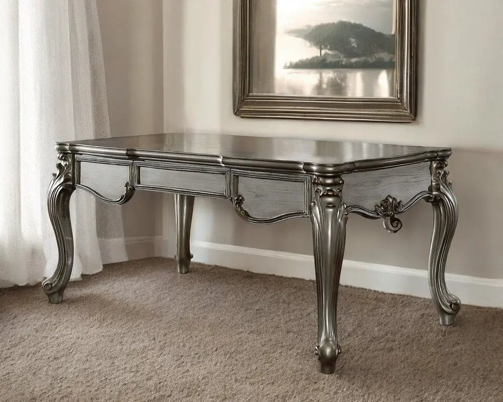 35" Silver Executive Desk - NOBLE HOME INTERIORS