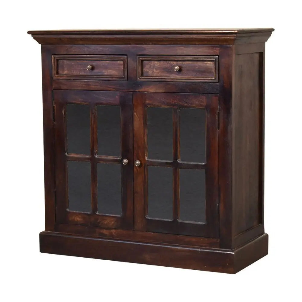 35" Walnut Solid Wood Accent Cabinet With Two Doors And Two Drawers - NOVA HOME FURNITURE