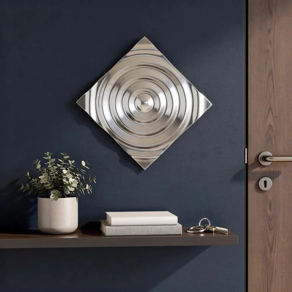 12" X 12" Silver Metallic Buffed Aluminum Abstract Ripple Wall Decor HomeRoots