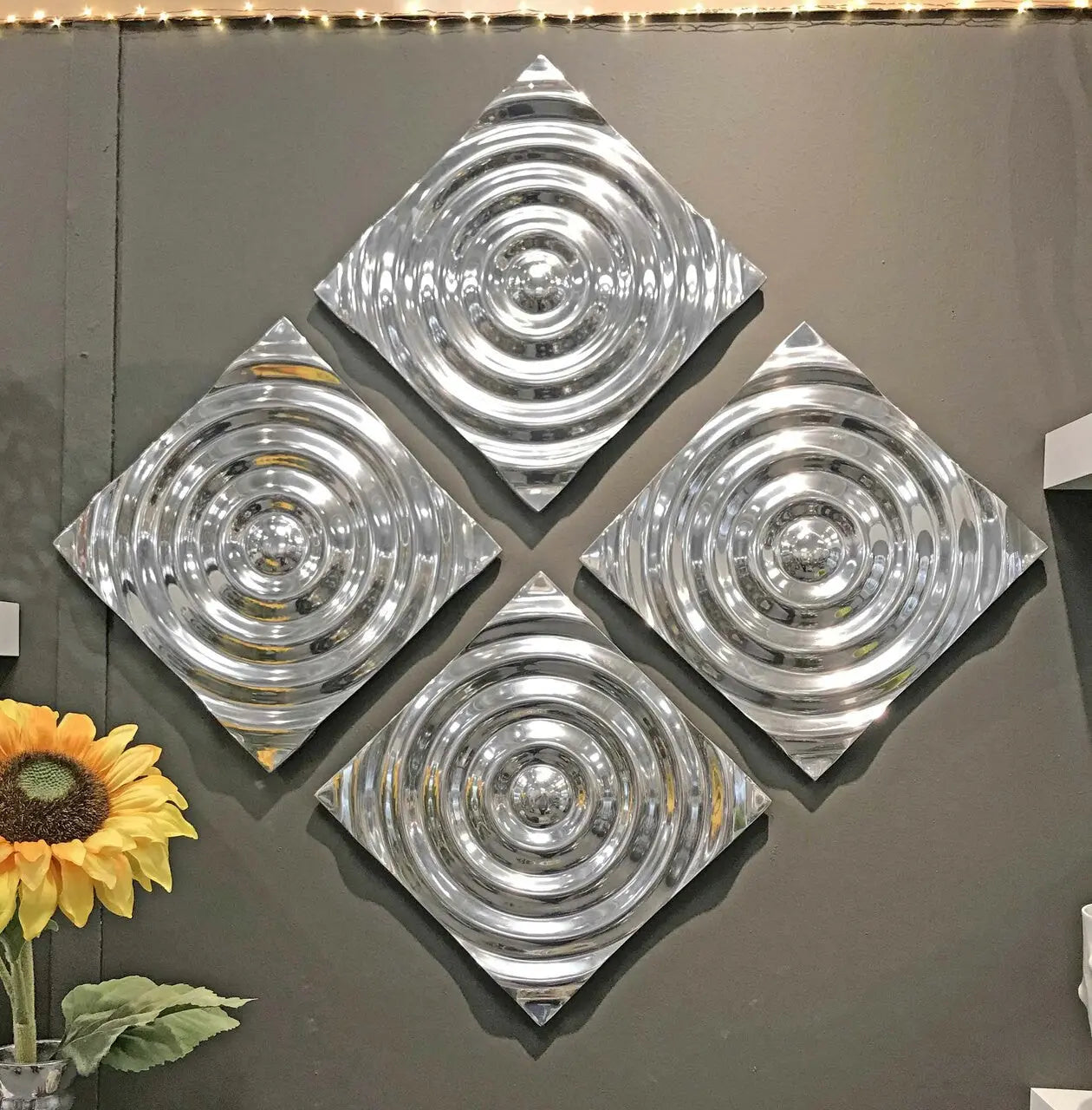 12" X 12" Silver Metallic Buffed Aluminum Abstract Ripple Wall Decor HomeRoots